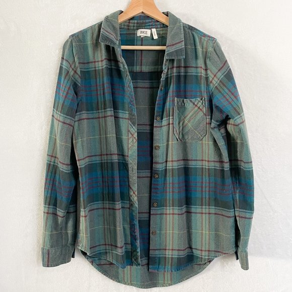 Buckle Tops - Buckle BKE oversized fit blue green plaid boyfriend flannel size small